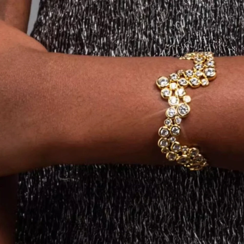 ALEXIS BITTAR • Asterales Gold Wave Cuff CZ Bracelet